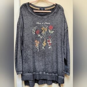 Floral Print Gray Top